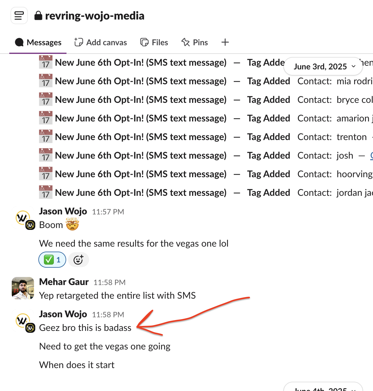 Jason Wojo verbatim quote in Slack