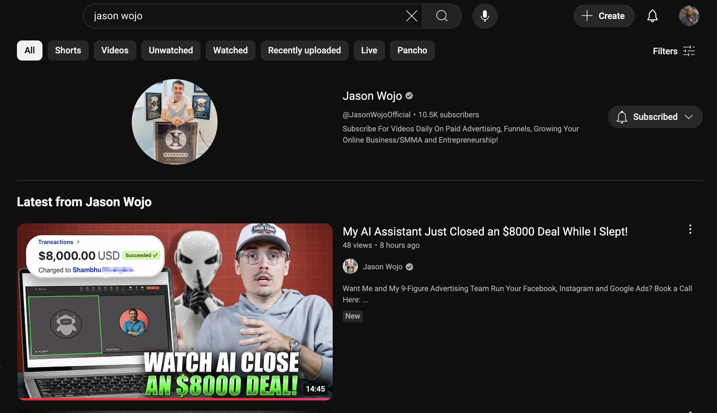 Jason Wojo YouTube video about the $8K deal RevRing closed